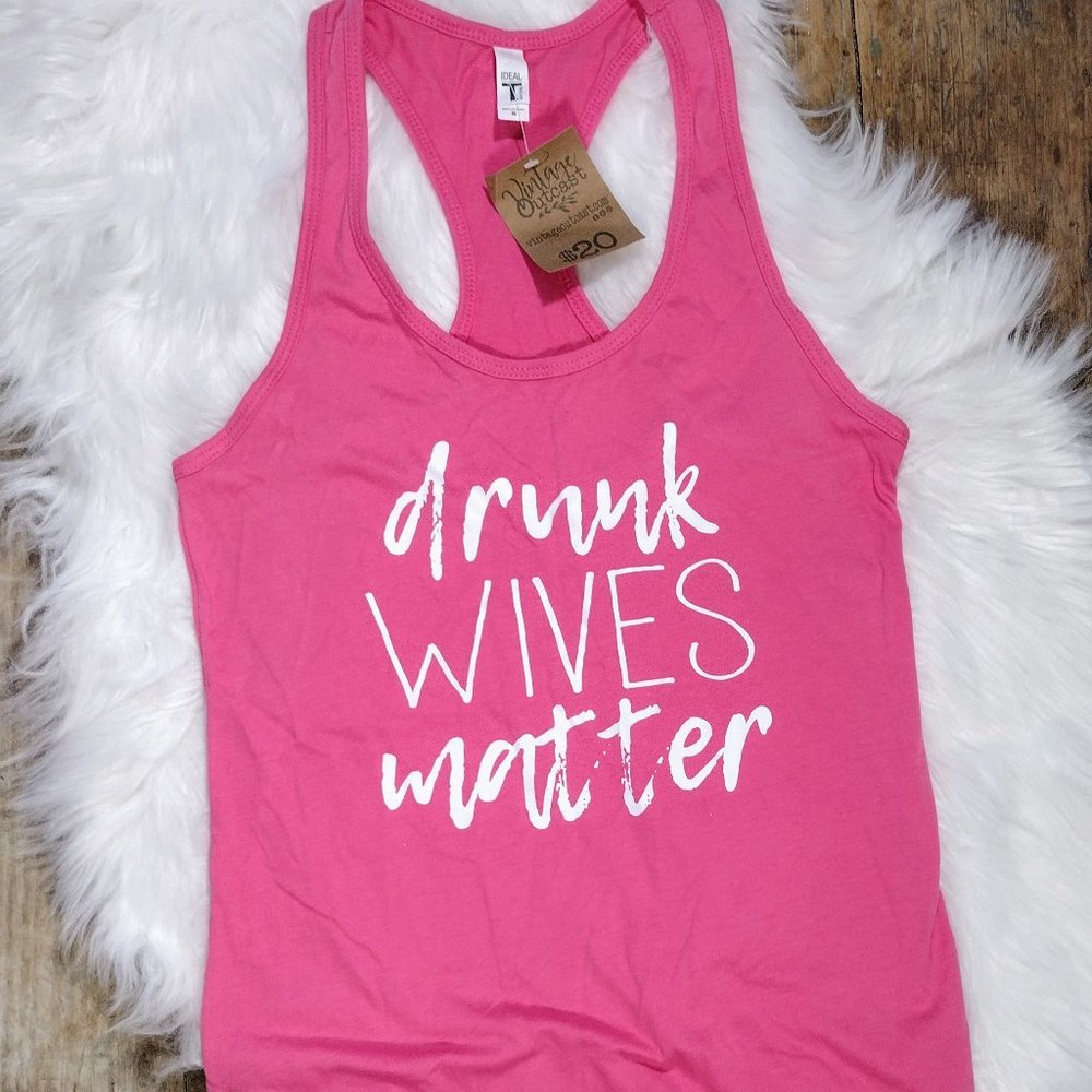 NWT Funny Drinking Racerback Tank Top Size Medium